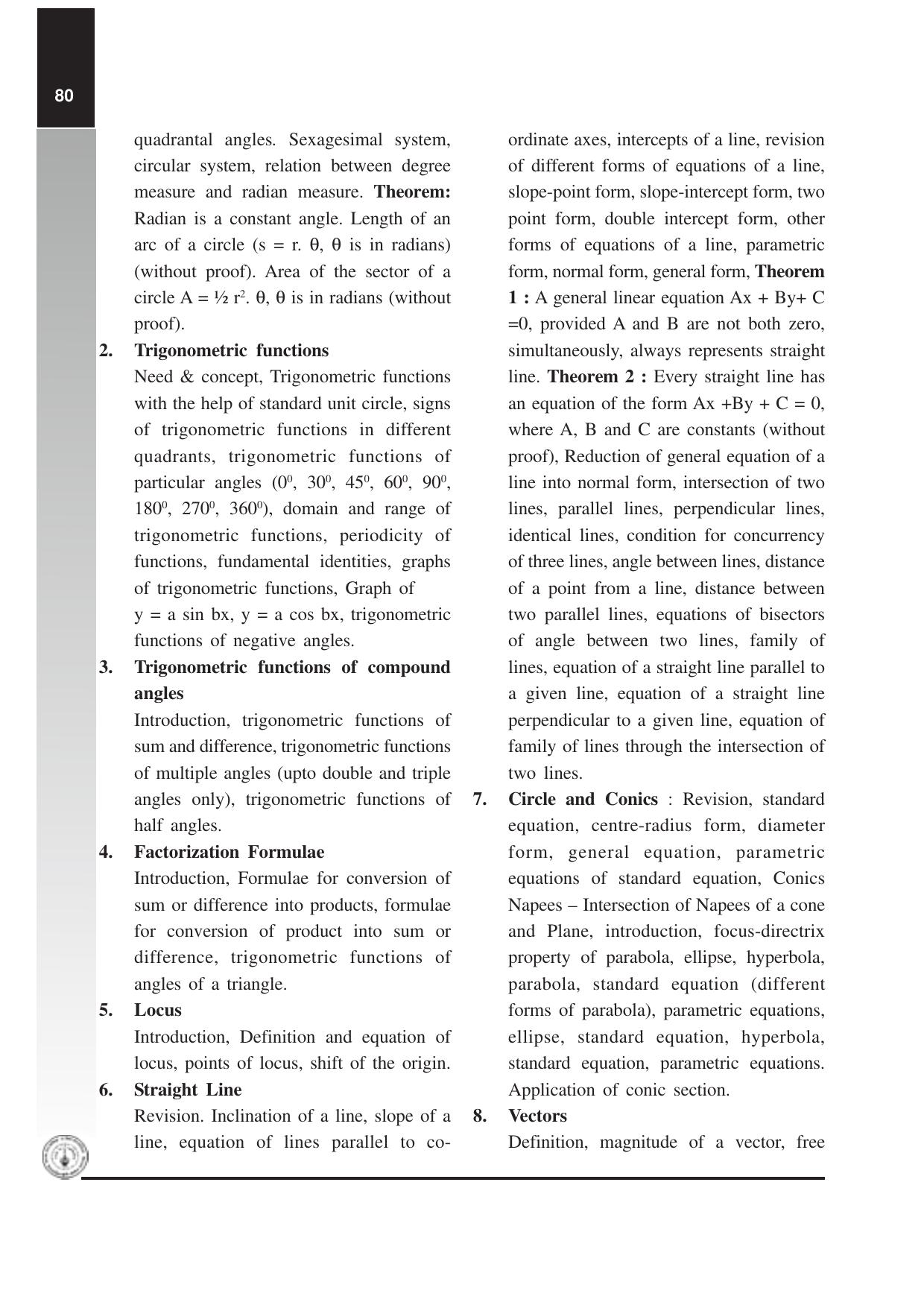 Maharashtra HSC Mathematics and Statistics Syllabus  - Page 2
