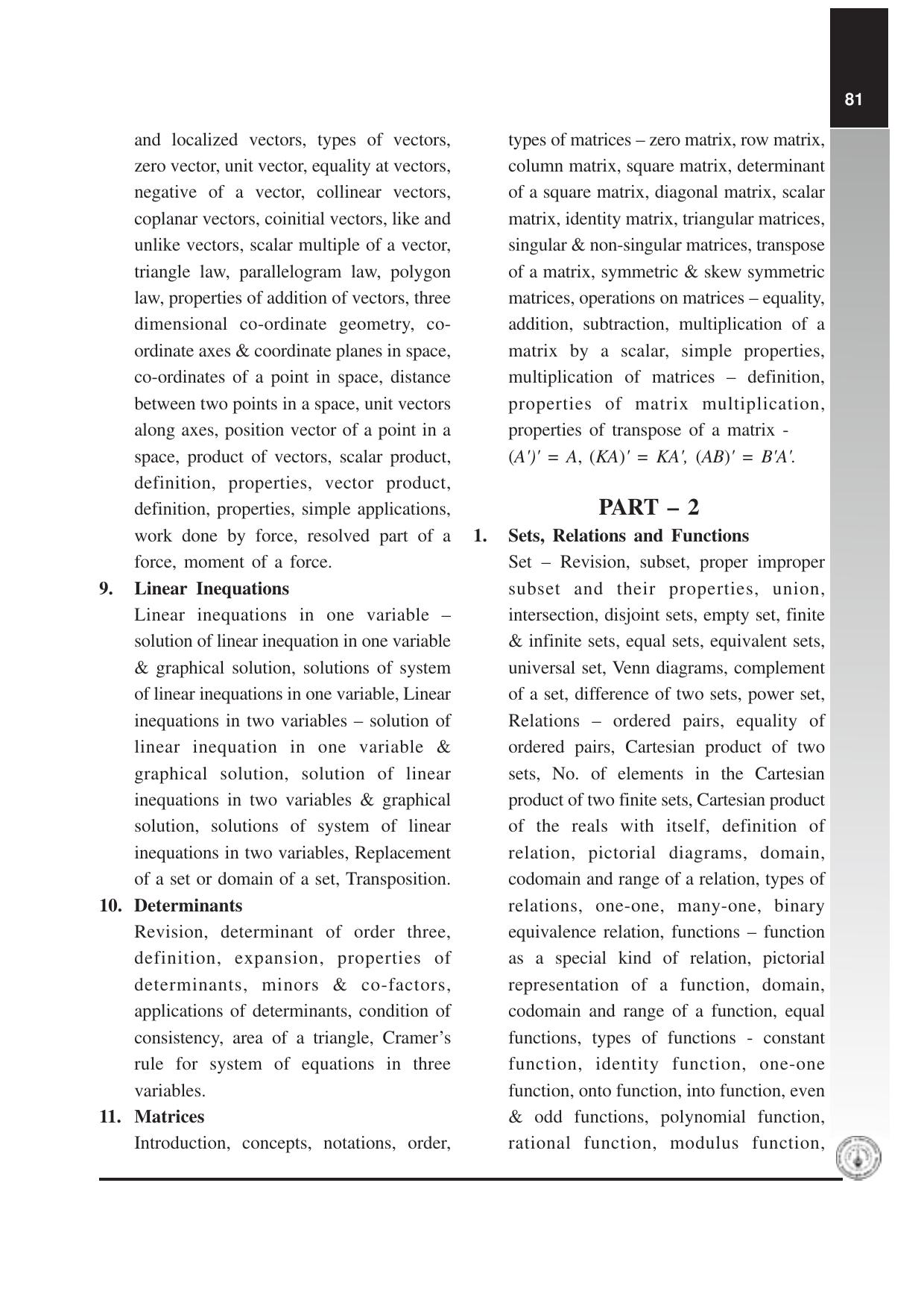 Maharashtra HSC Mathematics and Statistics Syllabus  - Page 3