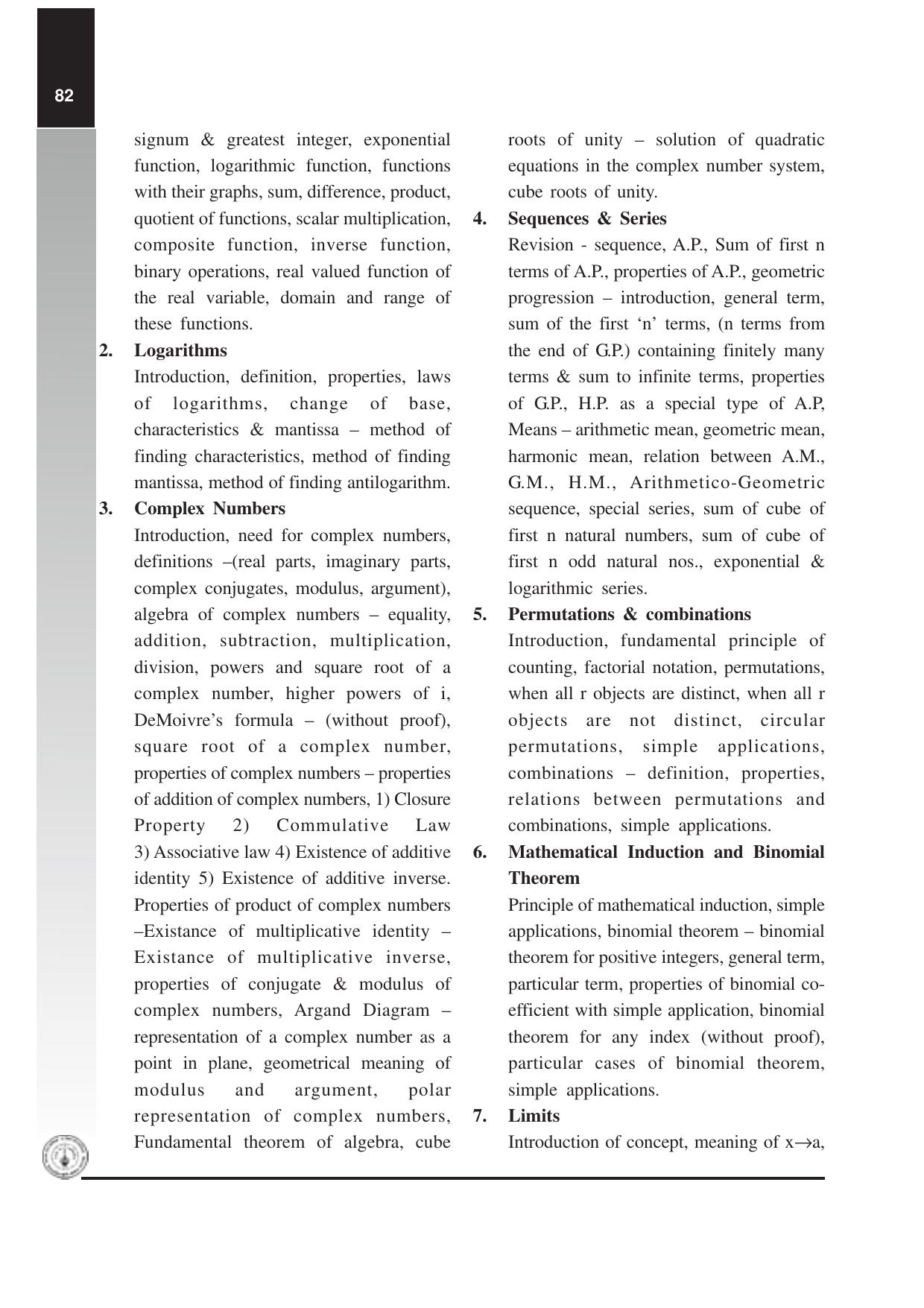 Maharashtra HSC Mathematics and Statistics Syllabus  - Page 4