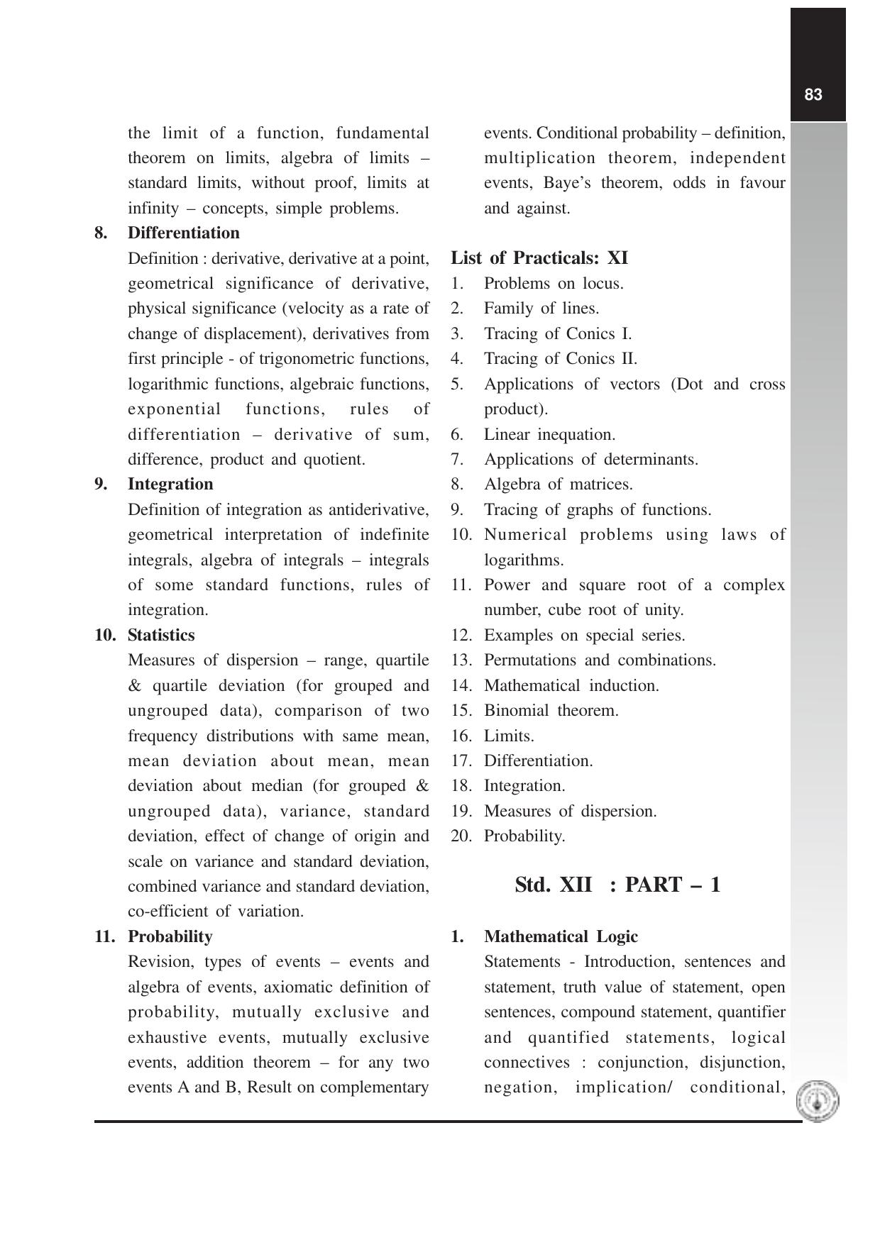 Maharashtra HSC Mathematics and Statistics Syllabus  - Page 5