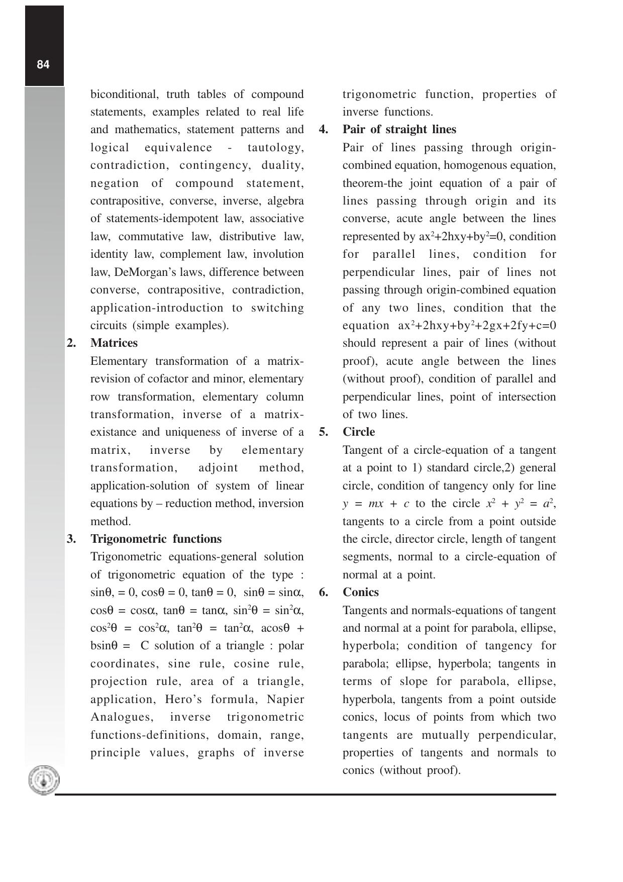 Maharashtra HSC Mathematics and Statistics Syllabus  - Page 6