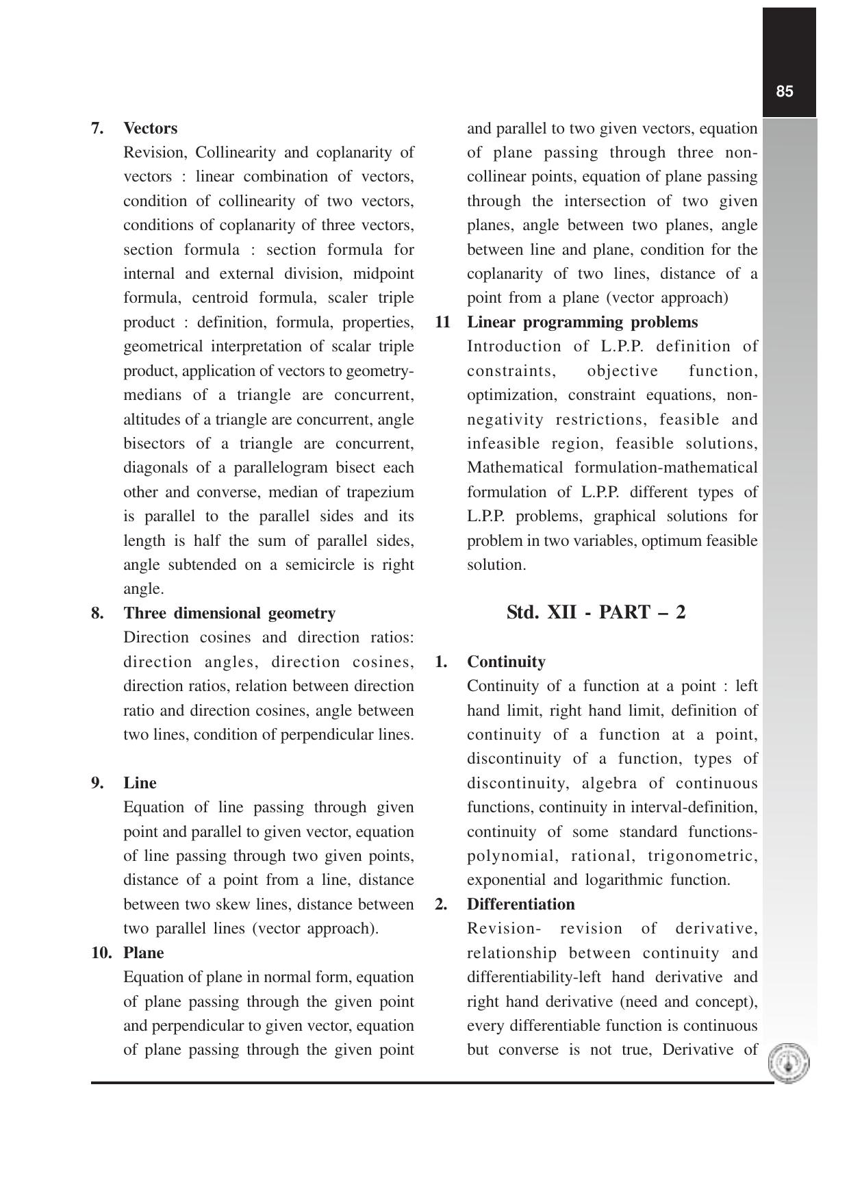 Maharashtra HSC Mathematics and Statistics Syllabus  - Page 7
