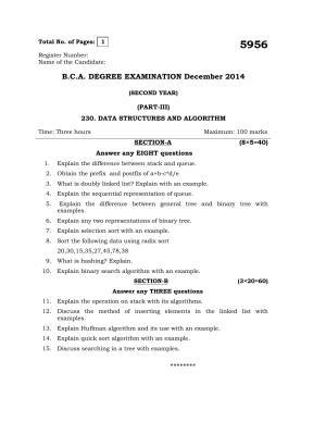 Annamalai University Data Structures And Algorithm B.C.A. (OUS) December 2014 Question Papers