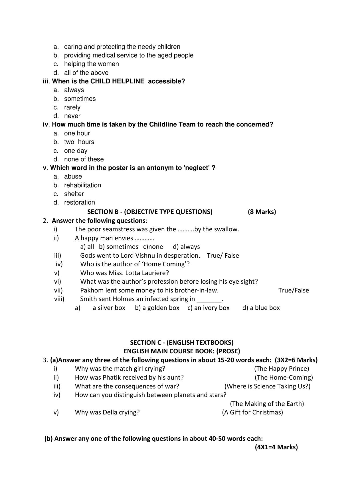 PSEB 10th English Model Paper 2025 - Page 3