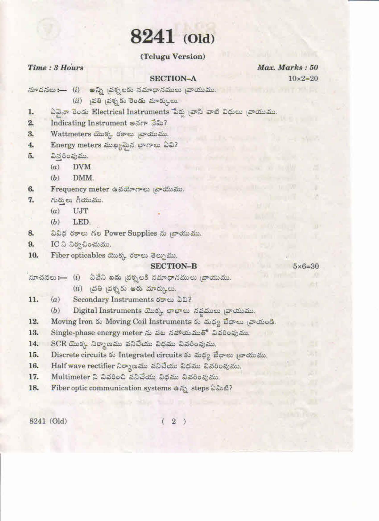 AP Inter 1st Year Electrical Measuring Instruments and Electronics Devices-I (Old) May-2019-Vocational Question Paper - Page 2