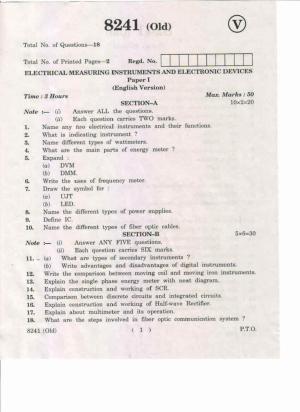 AP Inter 1st Year Electrical Measuring Instruments and Electronics Devices-I (Old) May-2019-Vocational Question Paper