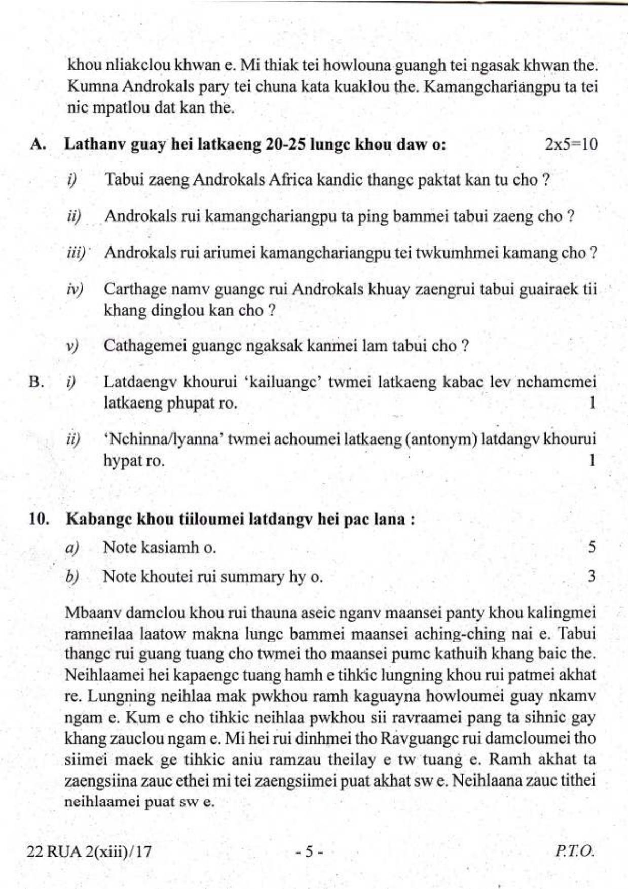 COHSEM Class 12 Ruangmei (M.I.L.) 2017 Question Papers - Page 5