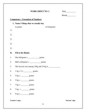 Worksheet for Class 4 Maths How Heavy How Light Assignment 1