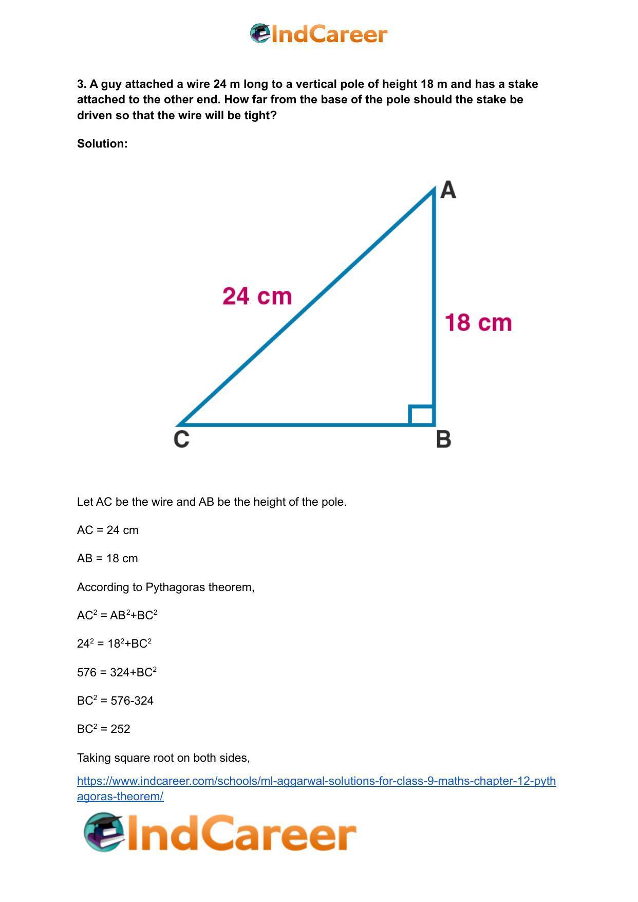 ML Aggarwal Solutions for Class 9 Maths Chapter 12- Pythagoras Theorem - Page 5