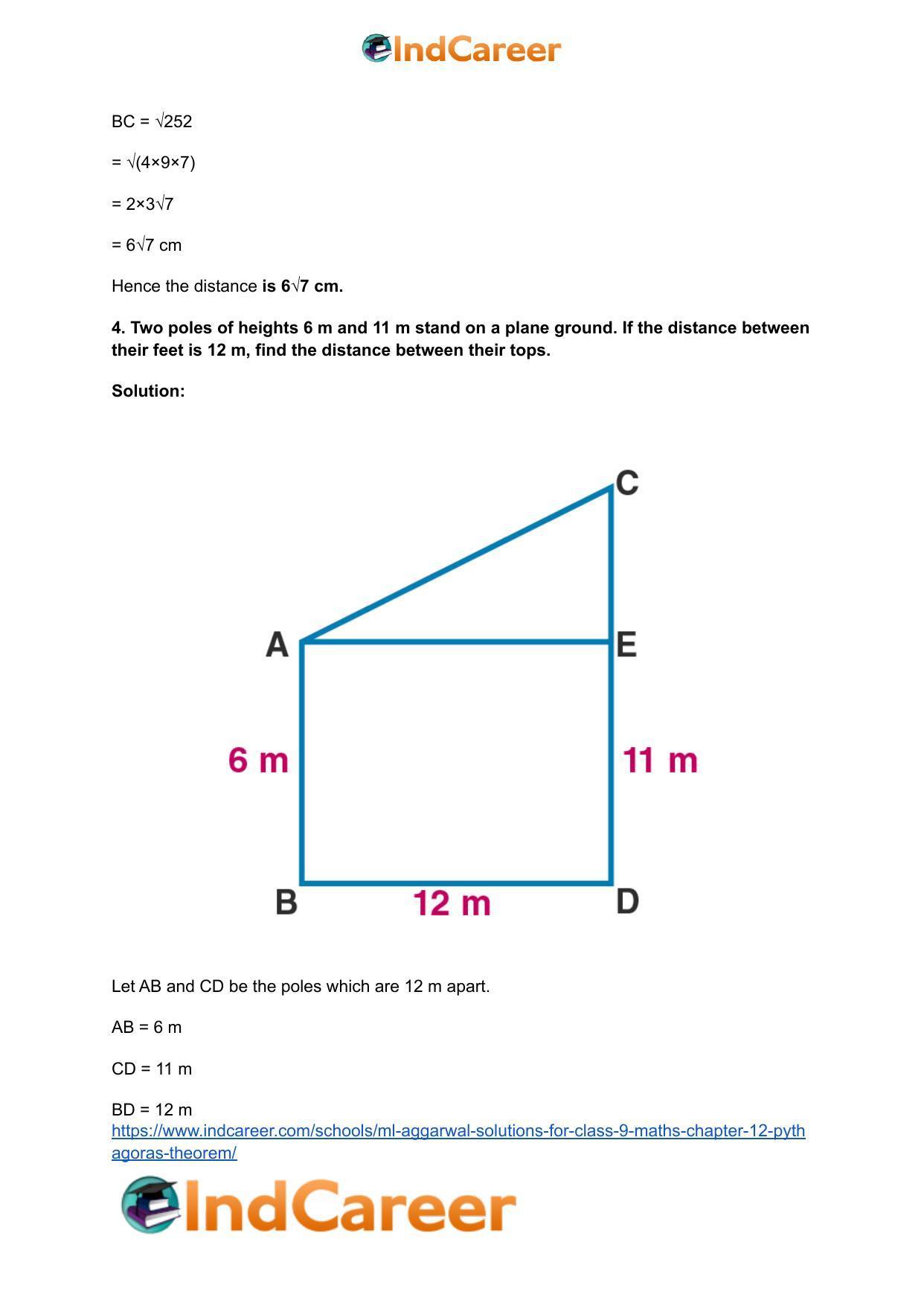 ML Aggarwal Solutions for Class 9 Maths Chapter 12- Pythagoras Theorem - Page 6