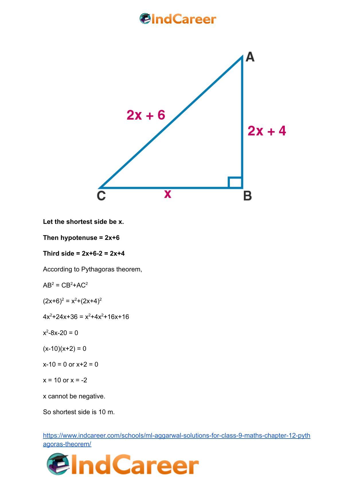 ML Aggarwal Solutions for Class 9 Maths Chapter 12- Pythagoras Theorem - Page 11