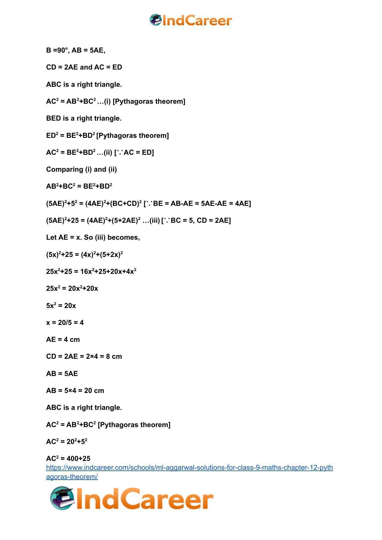 ML Aggarwal Solutions for Class 9 Maths Chapter 12- Pythagoras Theorem - Page 25