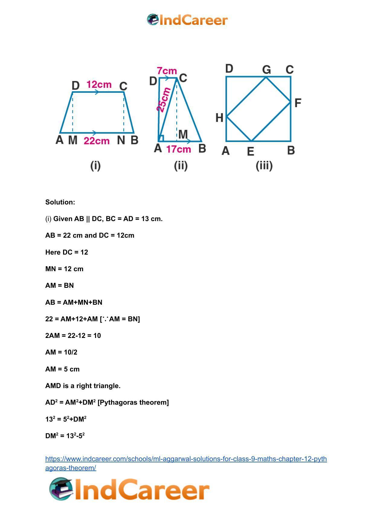 ML Aggarwal Solutions for Class 9 Maths Chapter 12- Pythagoras Theorem - Page 30