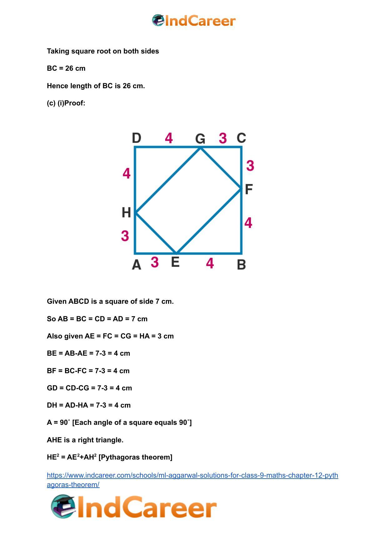 ML Aggarwal Solutions for Class 9 Maths Chapter 12- Pythagoras Theorem - Page 32