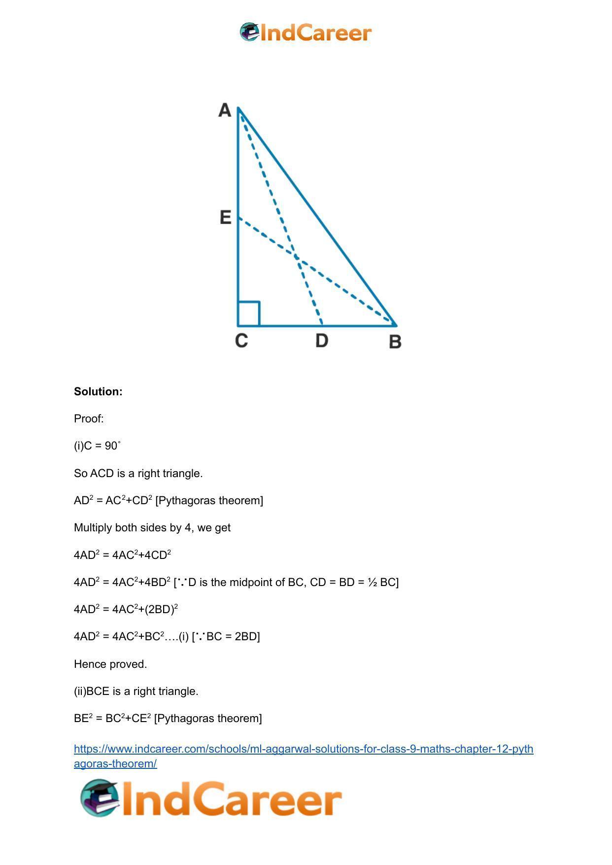 ML Aggarwal Solutions for Class 9 Maths Chapter 12- Pythagoras Theorem - Page 36