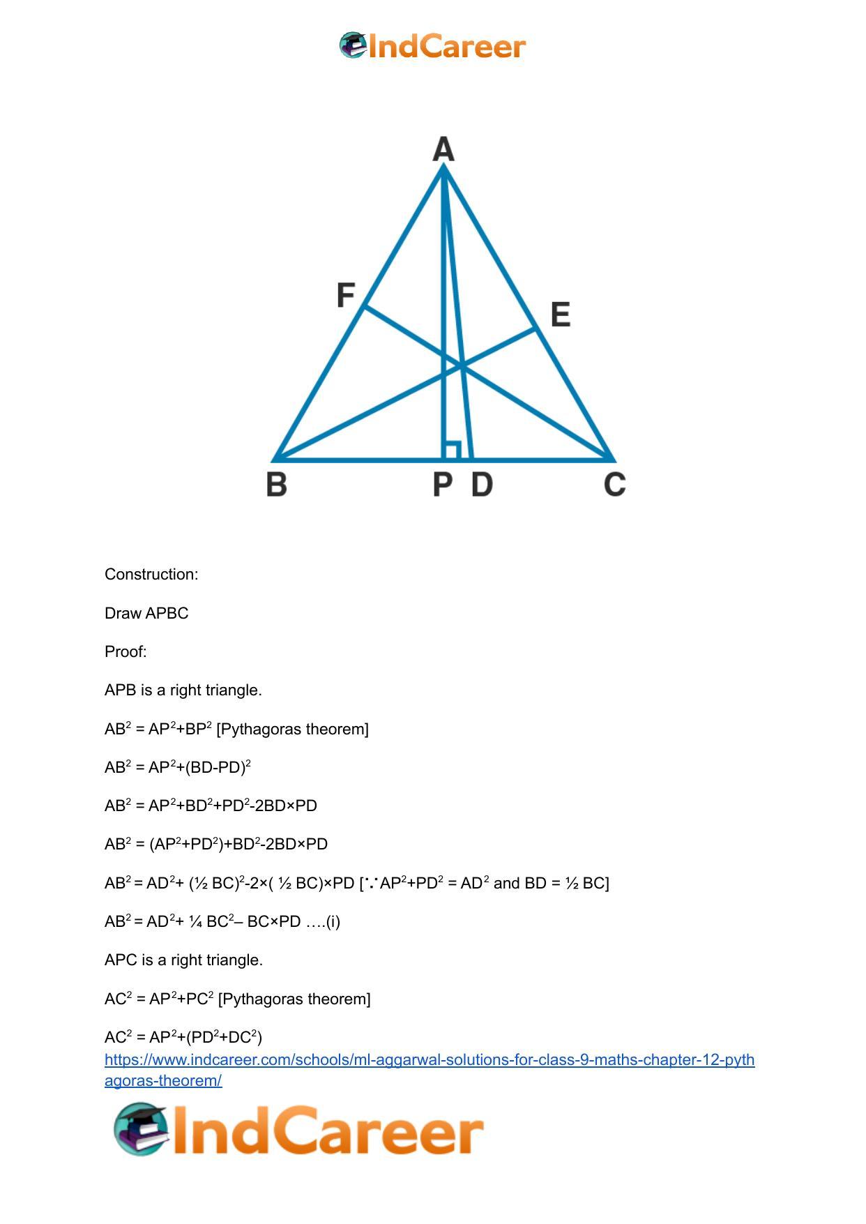 ML Aggarwal Solutions for Class 9 Maths Chapter 12- Pythagoras Theorem - Page 38
