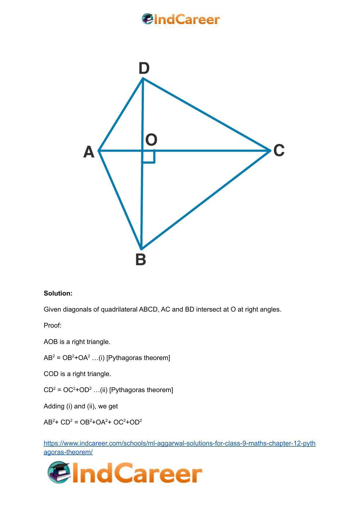 ML Aggarwal Solutions for Class 9 Maths Chapter 12- Pythagoras Theorem - Page 40
