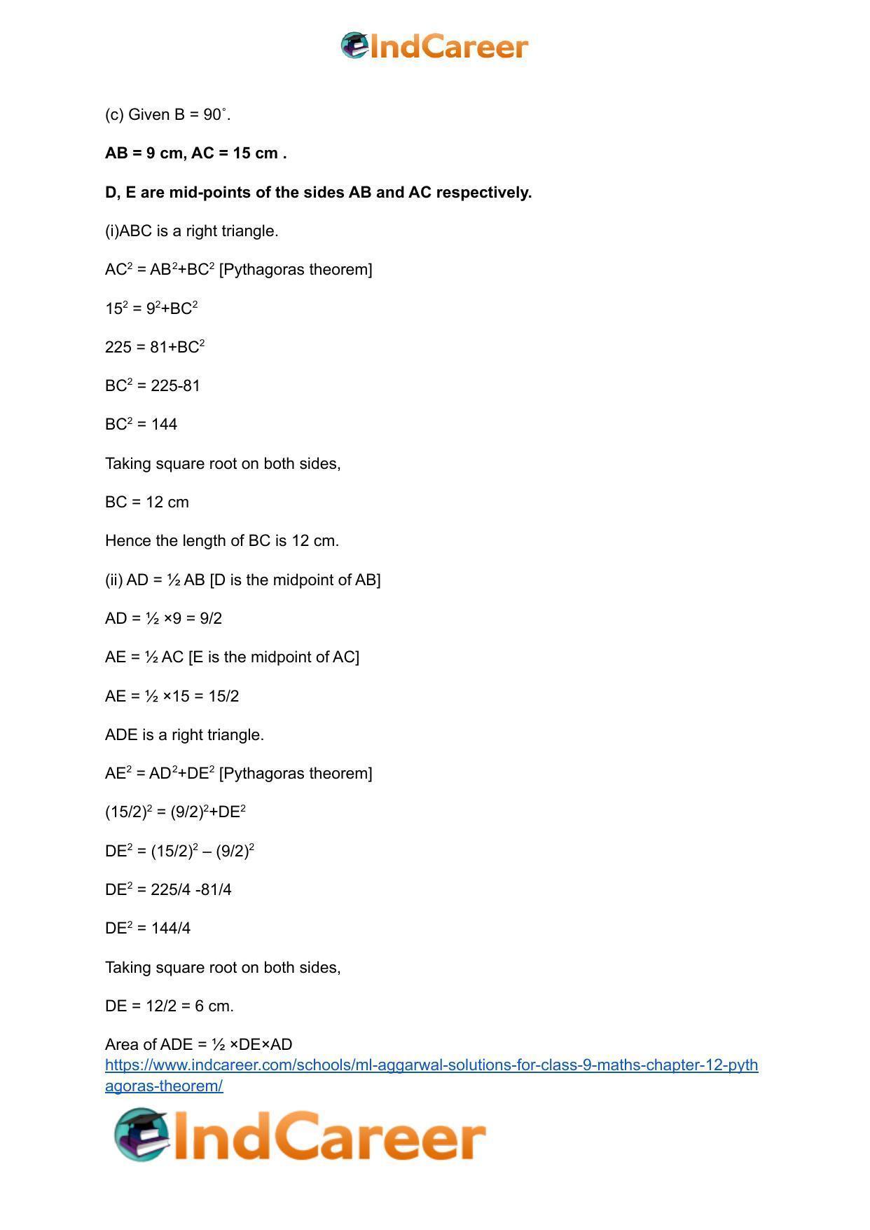 ML Aggarwal Solutions for Class 9 Maths Chapter 12- Pythagoras Theorem - Page 48
