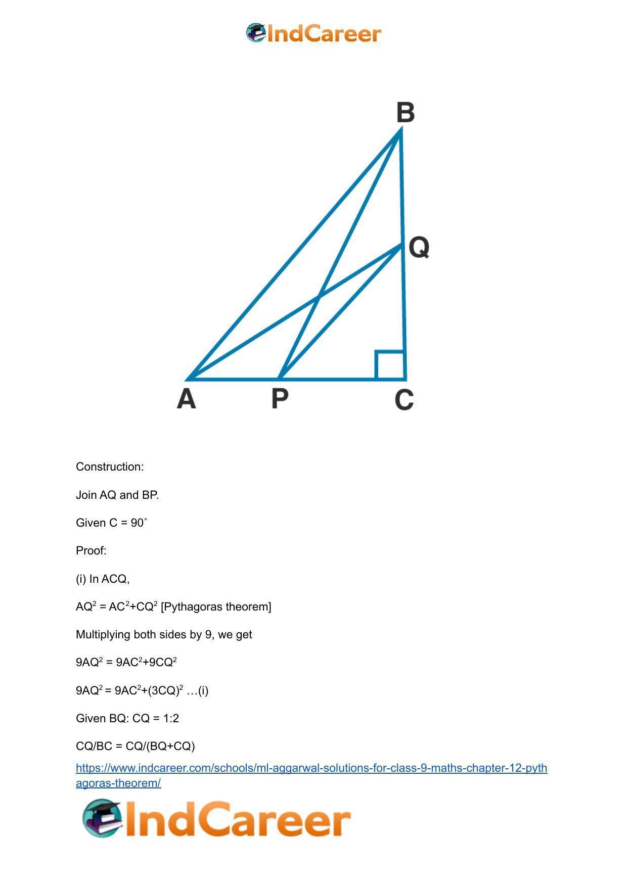 ML Aggarwal Solutions for Class 9 Maths Chapter 12- Pythagoras Theorem - Page 51