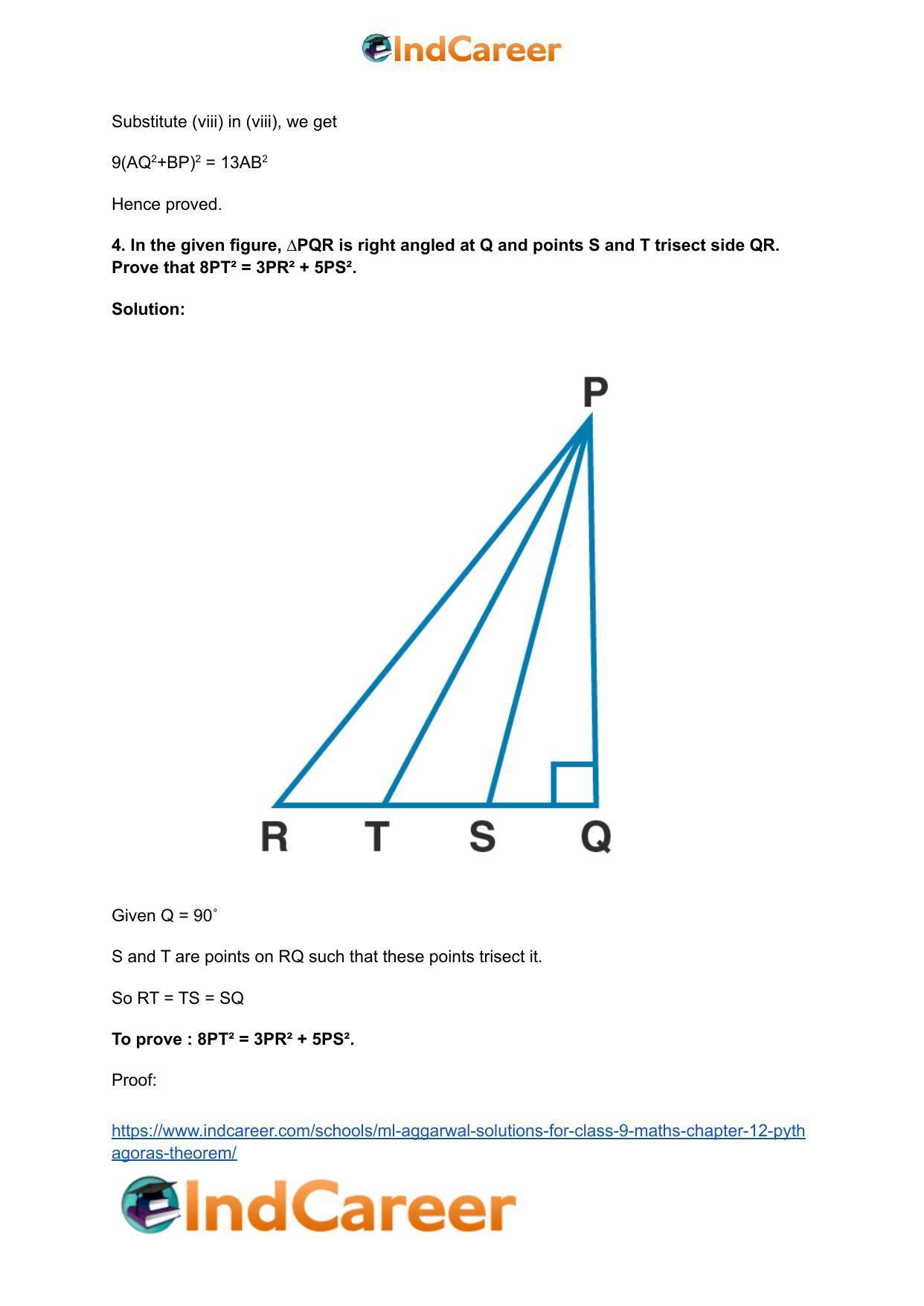 ML Aggarwal Solutions for Class 9 Maths Chapter 12- Pythagoras Theorem - Page 53