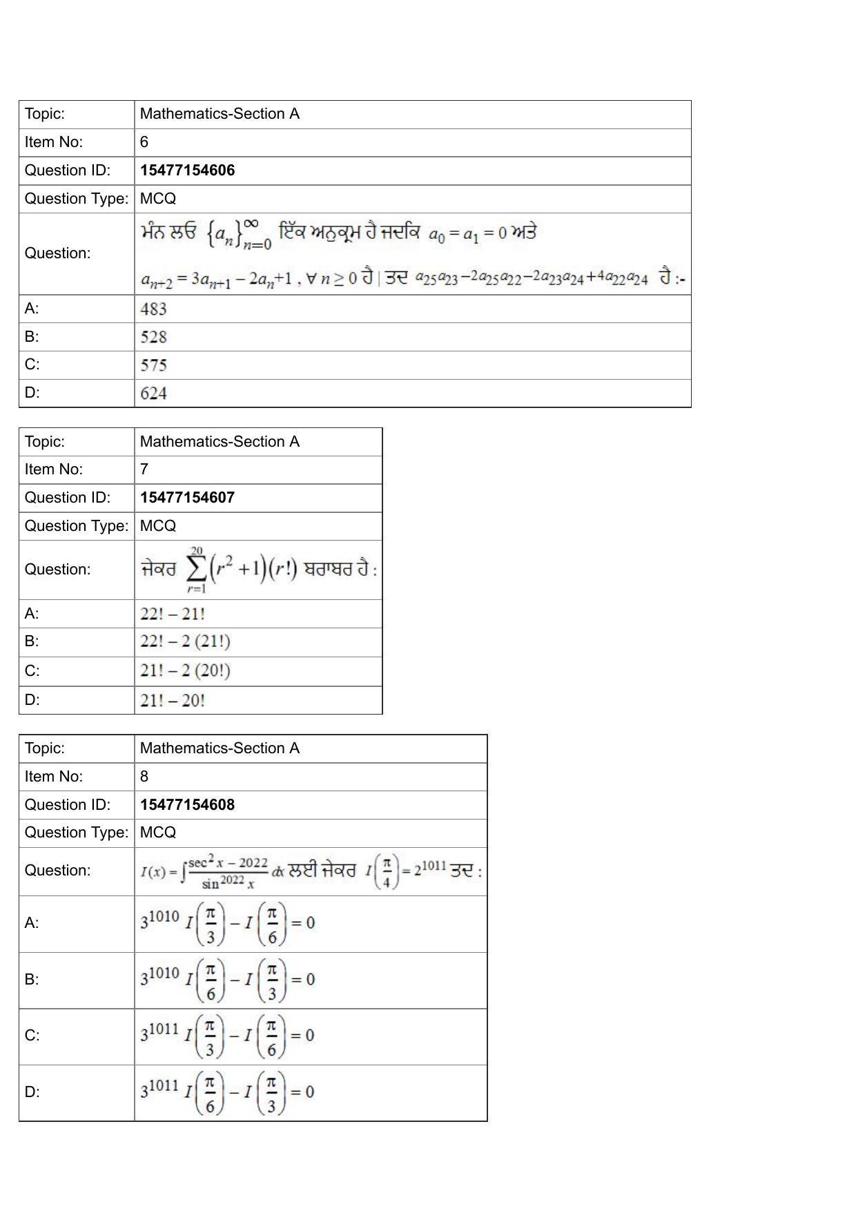 JEE Mains 2022: BTech Punjabi (Shift 2) 29-07-2022 Question Paper - Page 3