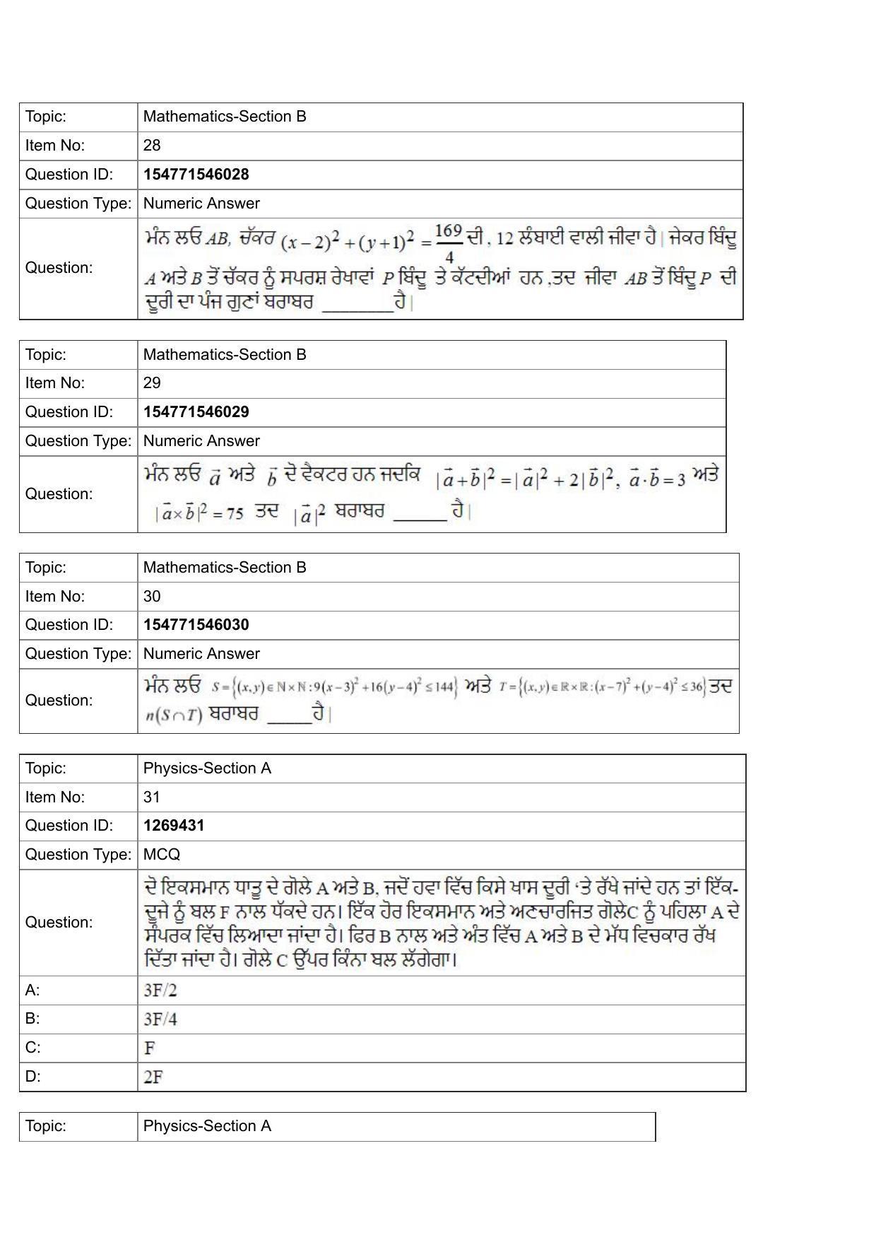 JEE Mains 2022: BTech Punjabi (Shift 2) 29-07-2022 Question Paper - Page 10