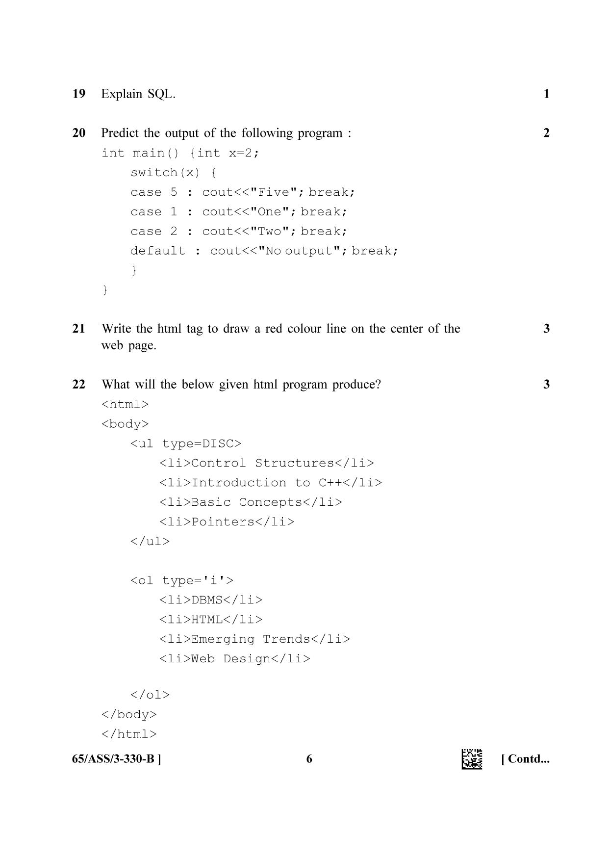 NIOS 2023 Class 12 Computer Science (ASS) Question Paper - Page 14