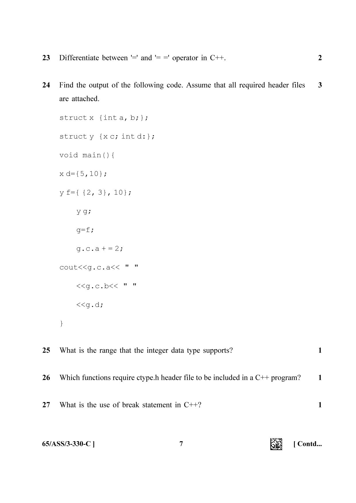 NIOS 2023 Class 12 Computer Science (ASS) Question Paper - Page 23