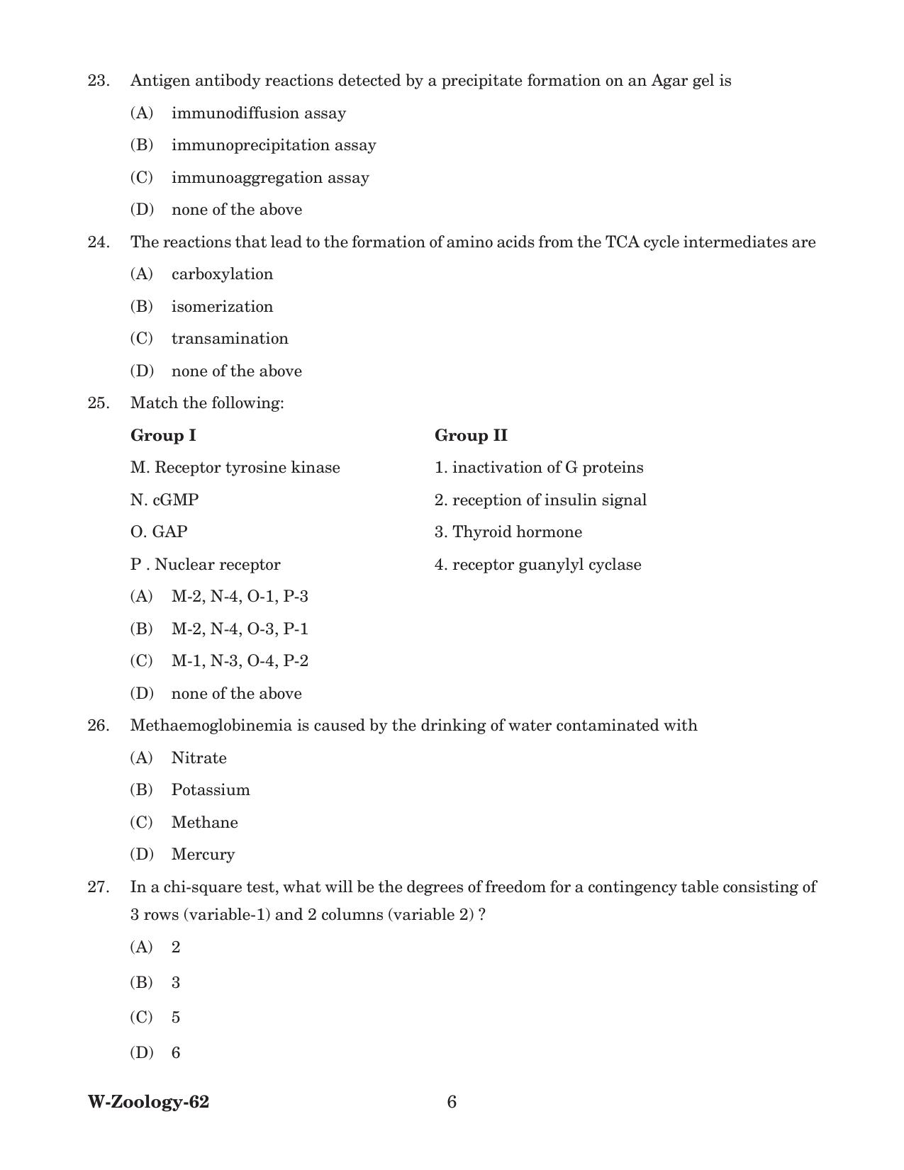 Odisha CPET 2022 ZOOLOGY Question Paper - Page 6
