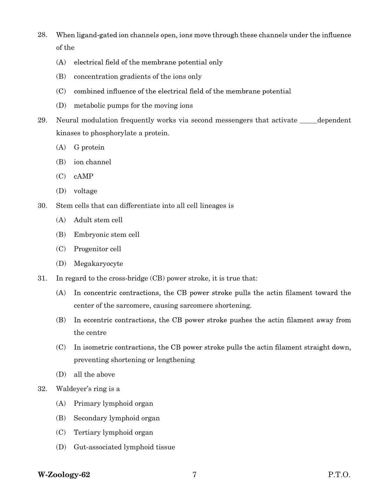 Odisha CPET 2022 ZOOLOGY Question Paper - Page 7