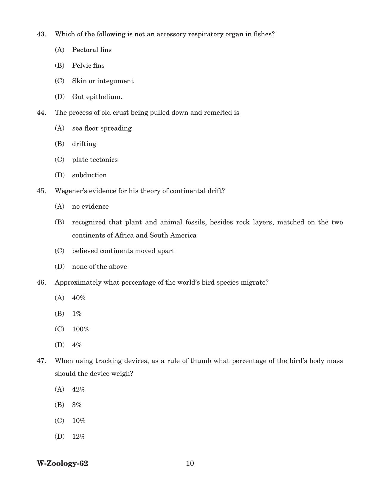 Odisha CPET 2022 ZOOLOGY Question Paper - Page 10