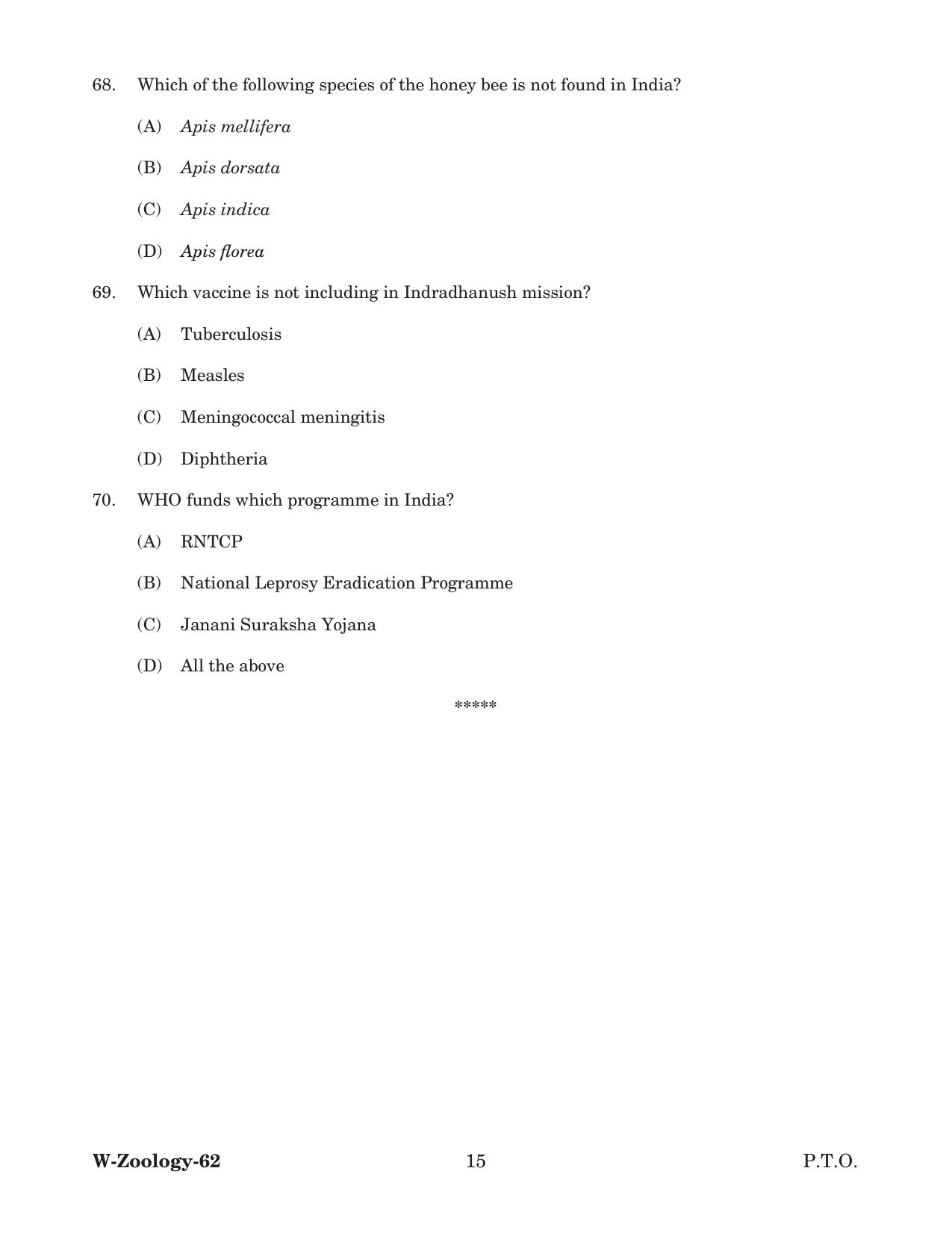 Odisha CPET 2022 ZOOLOGY Question Paper - Page 15