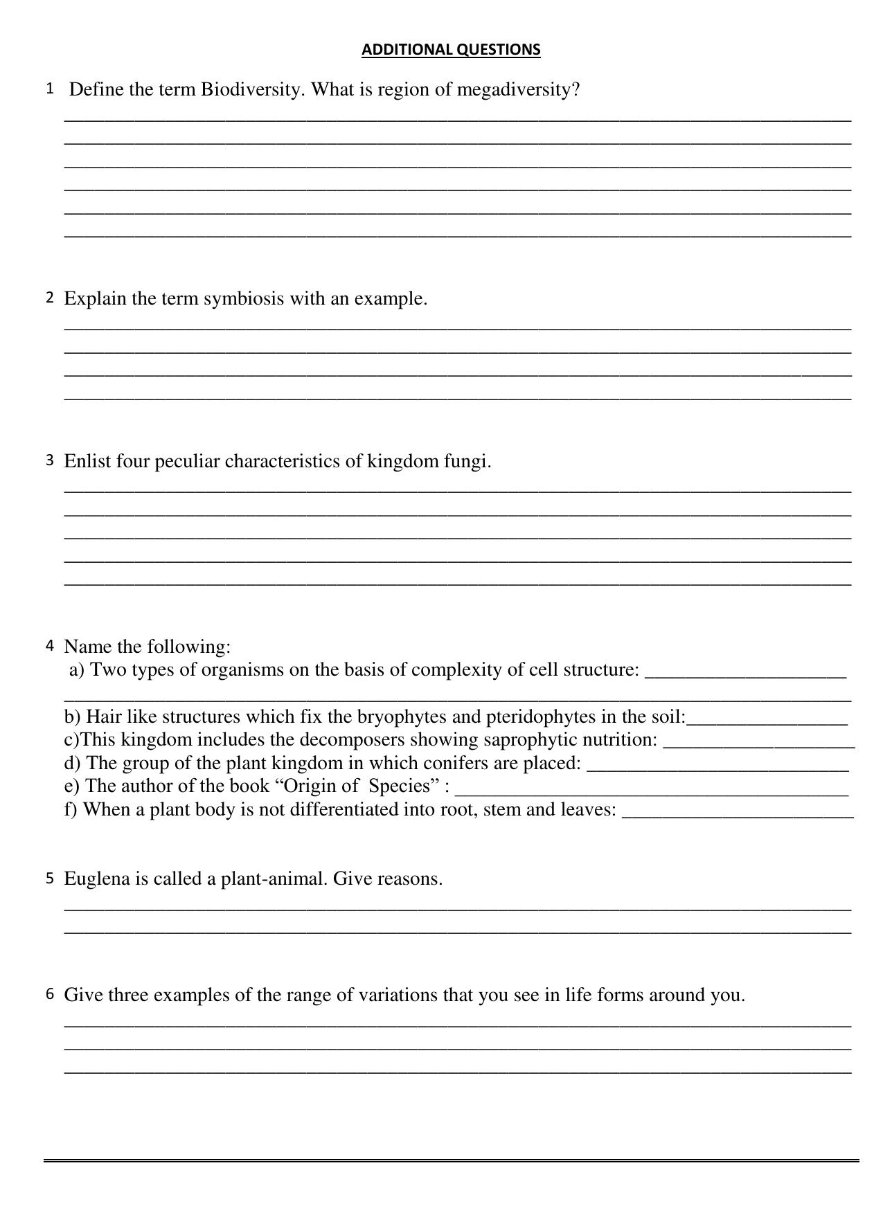 CBSE Worksheets for Class 9 Science Diversity in Living Organisms Plants Assignment - Page 2