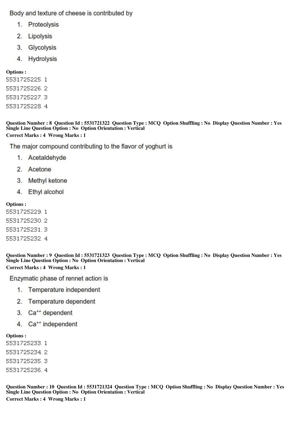 ICAR AIEEA PG 2019 DAIRY TECHNOLOGY Question Paper - Page 4