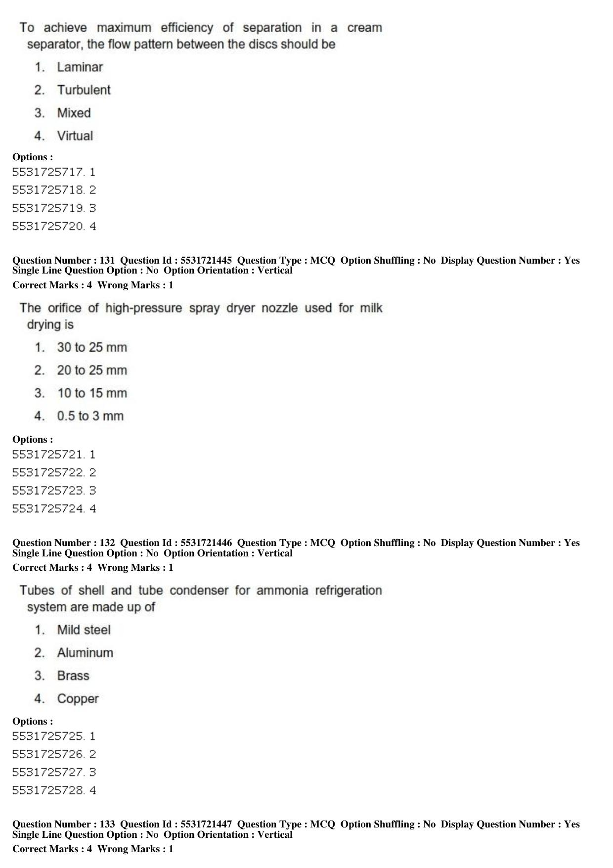 ICAR AIEEA PG 2019 DAIRY TECHNOLOGY Question Paper - Page 45