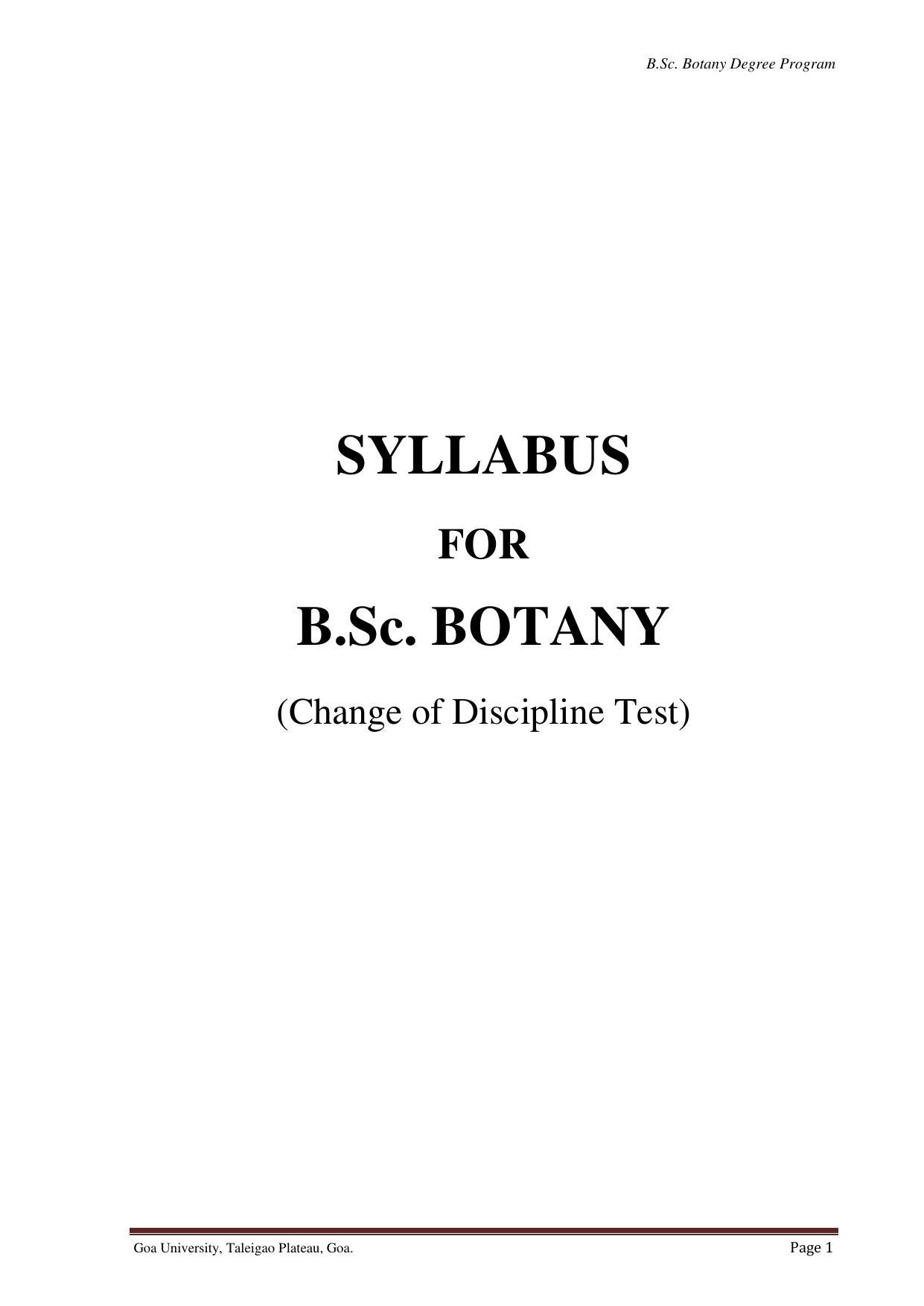 GU ART CDT Botany Syllabus - Page 1