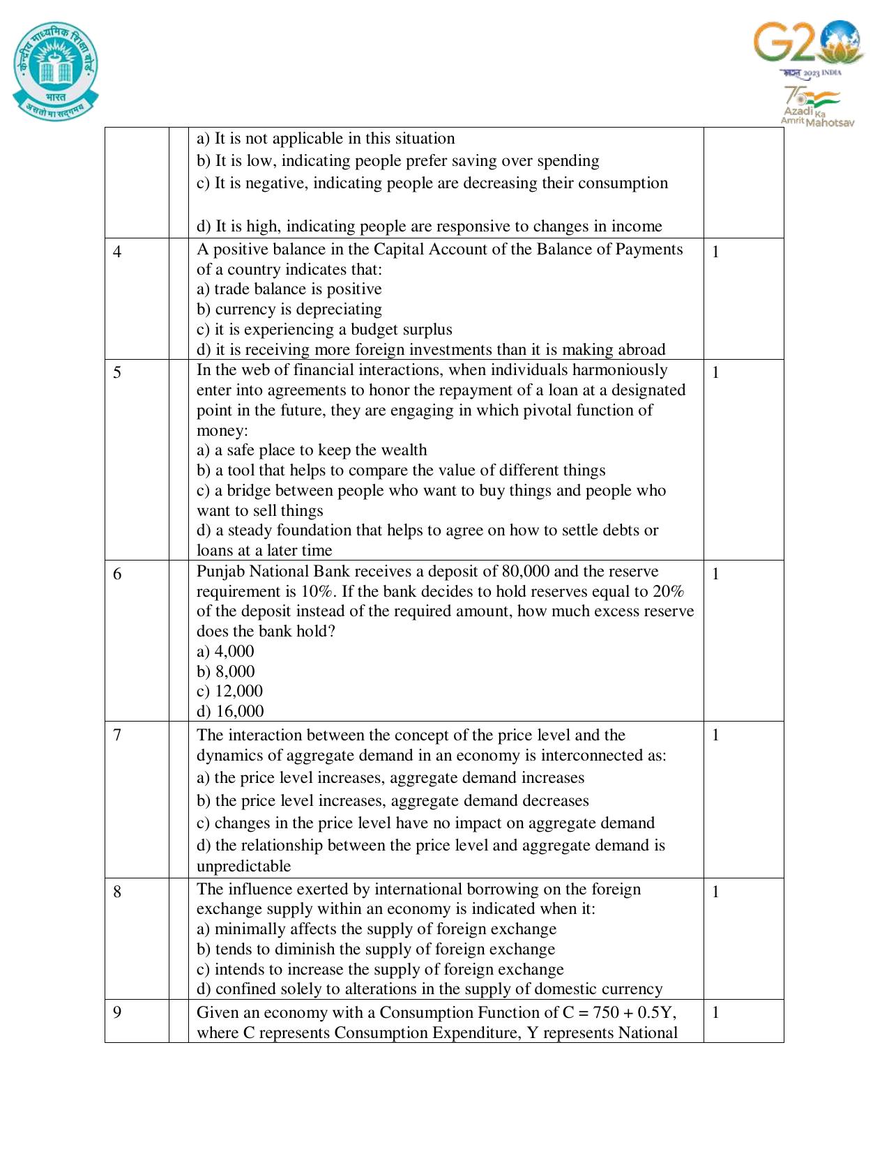 CBSE Class 12 Economics SET 1 Practice Questions 2023-24  - Page 2