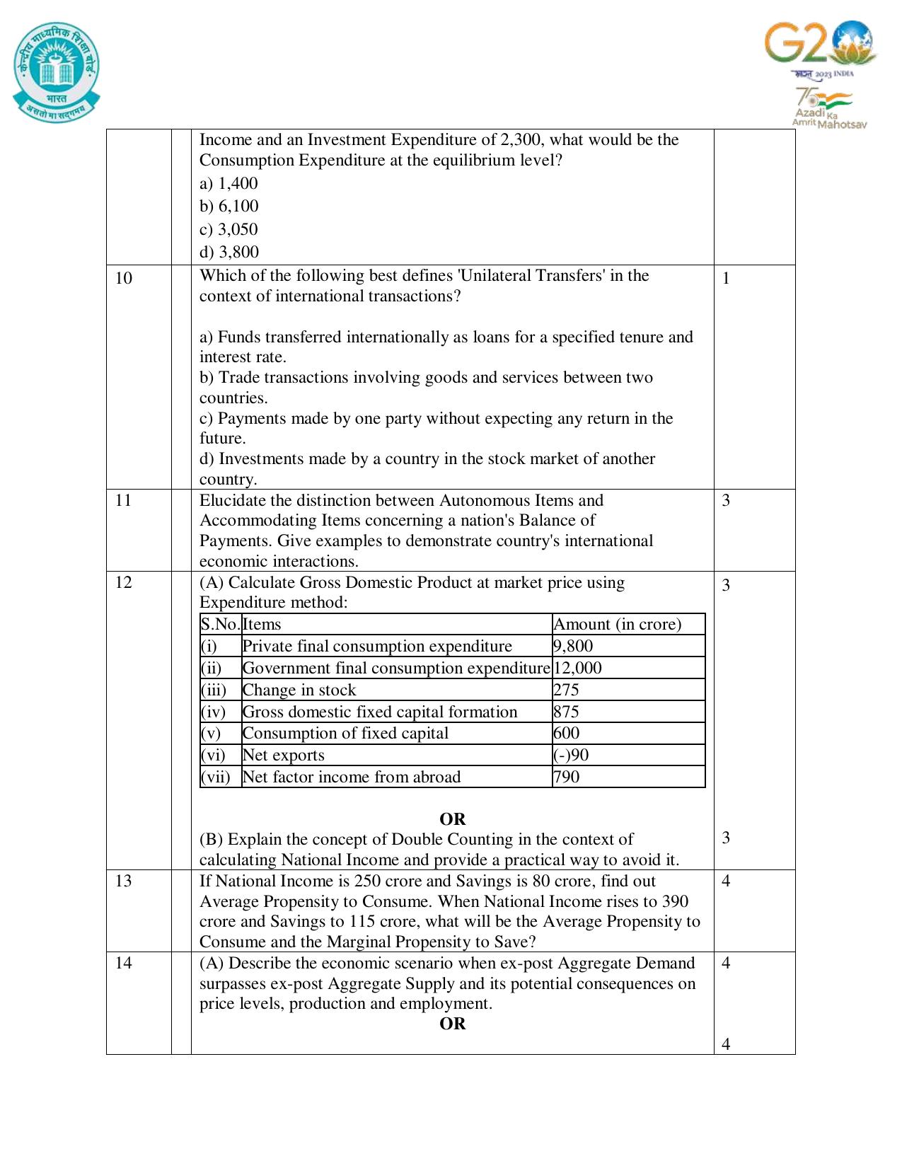CBSE Class 12 Economics SET 1 Practice Questions 2023-24  - Page 3