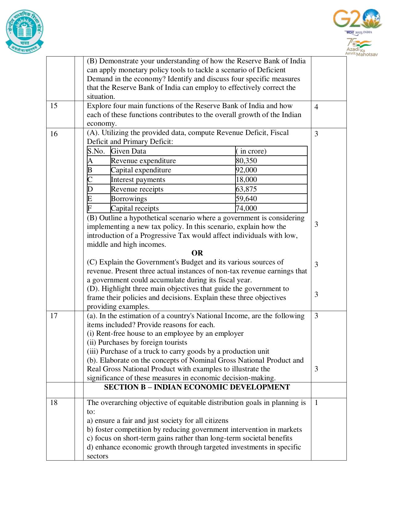 CBSE Class 12 Economics SET 1 Practice Questions 2023-24  - Page 4