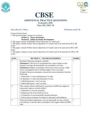 CBSE Class 12 Economics SET 1 Practice Questions 2023-24 