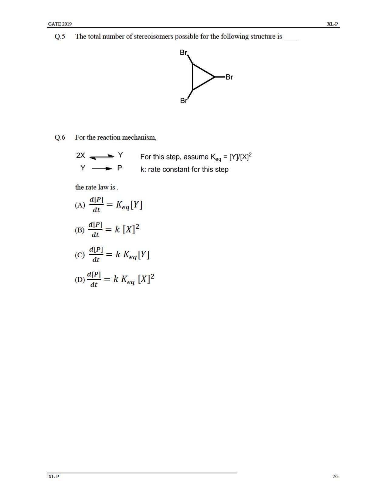 GATE 2019 Life Sciences(XL) Question Paper - Page 5