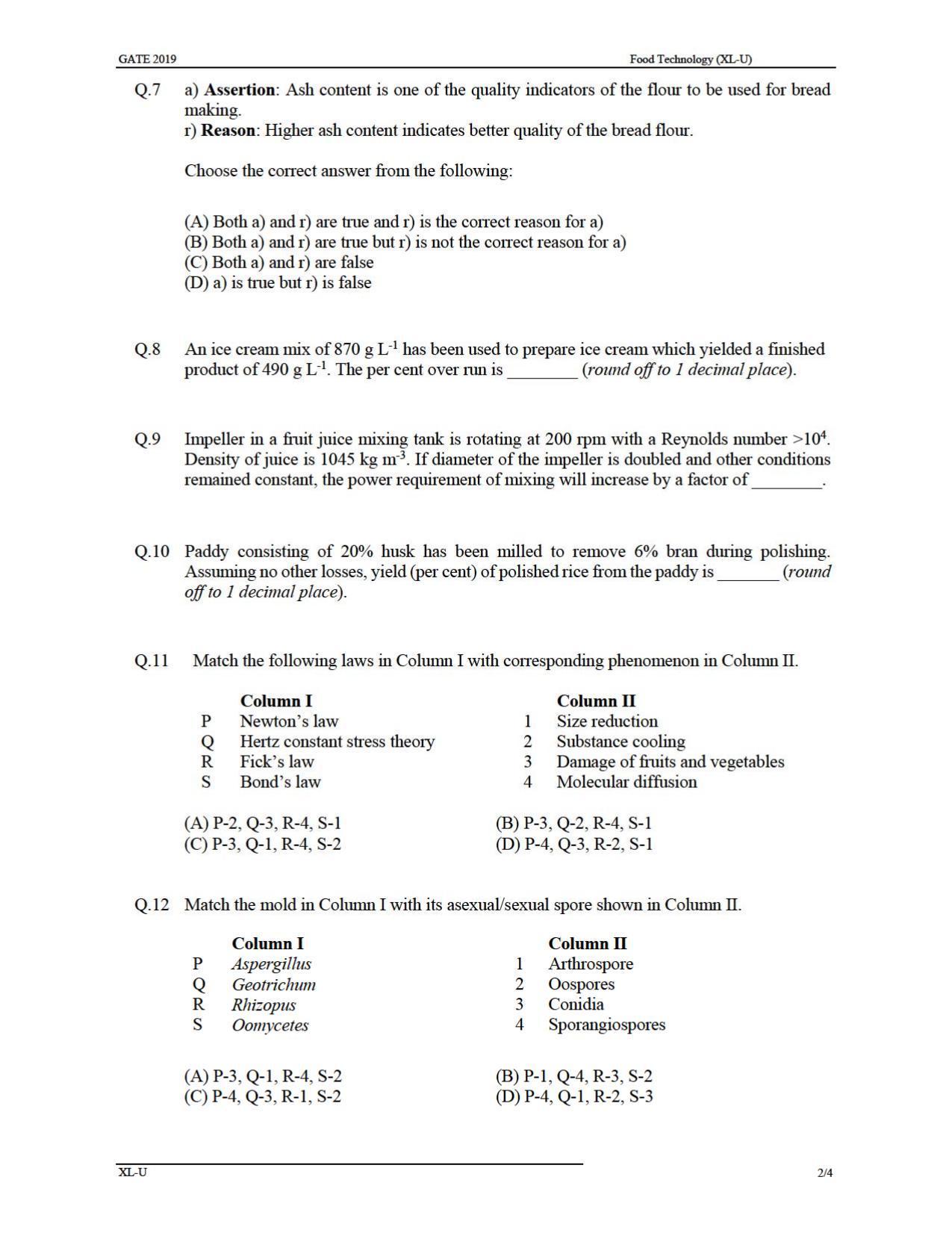 GATE 2019 Life Sciences(XL) Question Paper - Page 27