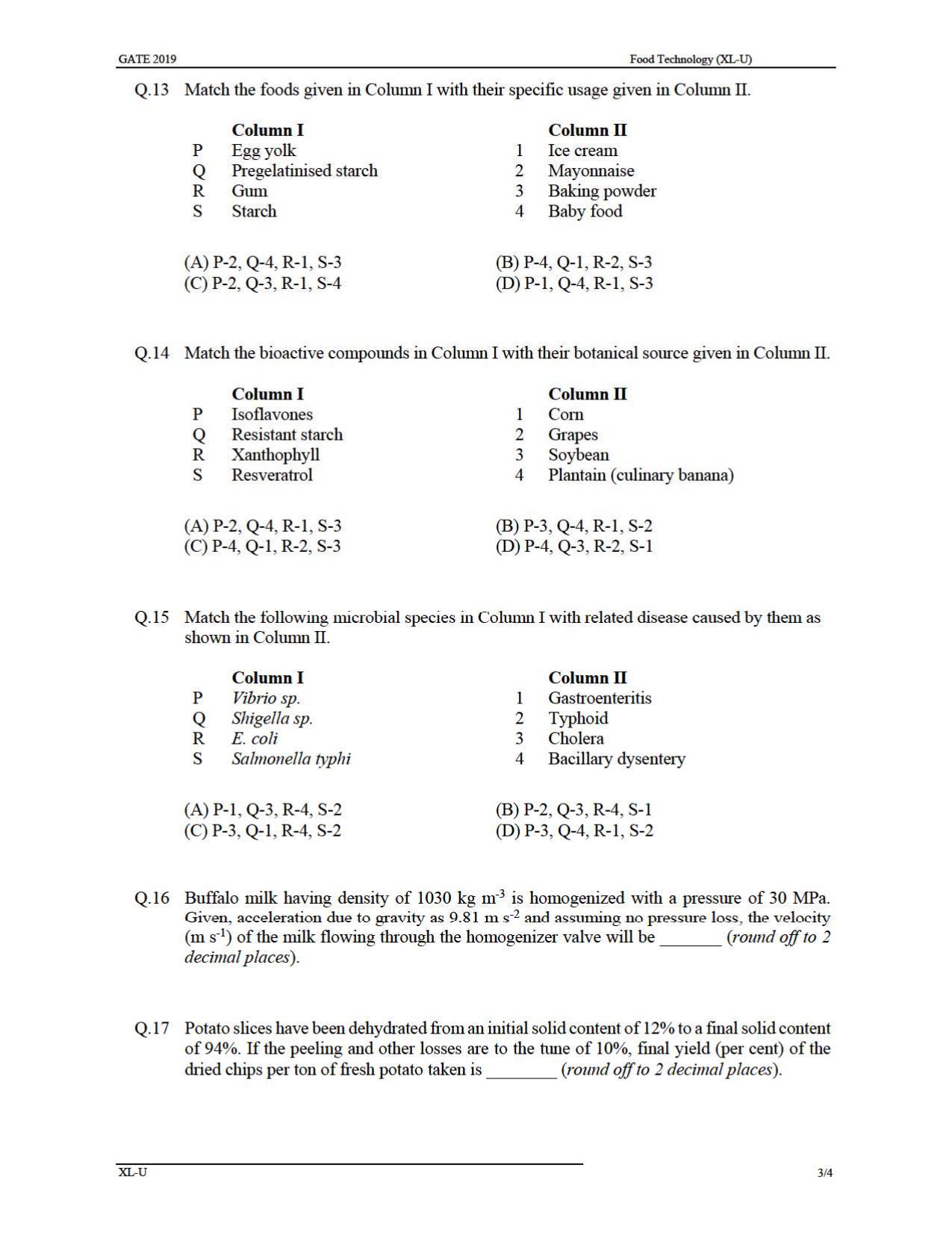 GATE 2019 Life Sciences(XL) Question Paper - Page 28