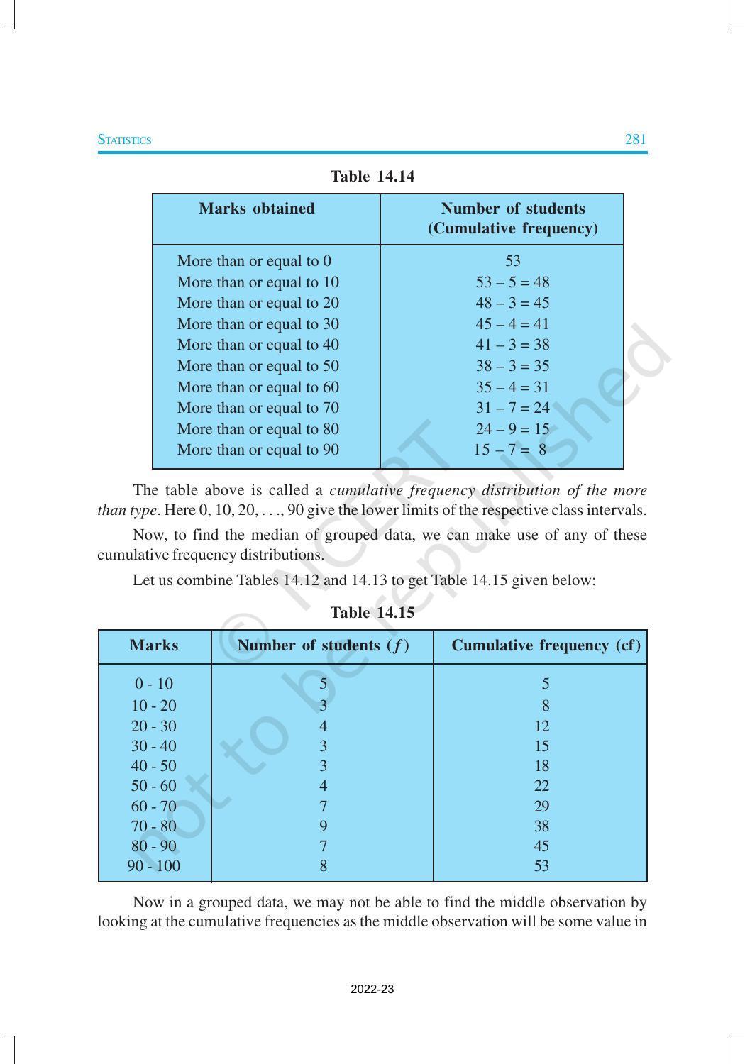 NCERT Book for Class 10 Maths Chapter 14 Statistics - Page 22