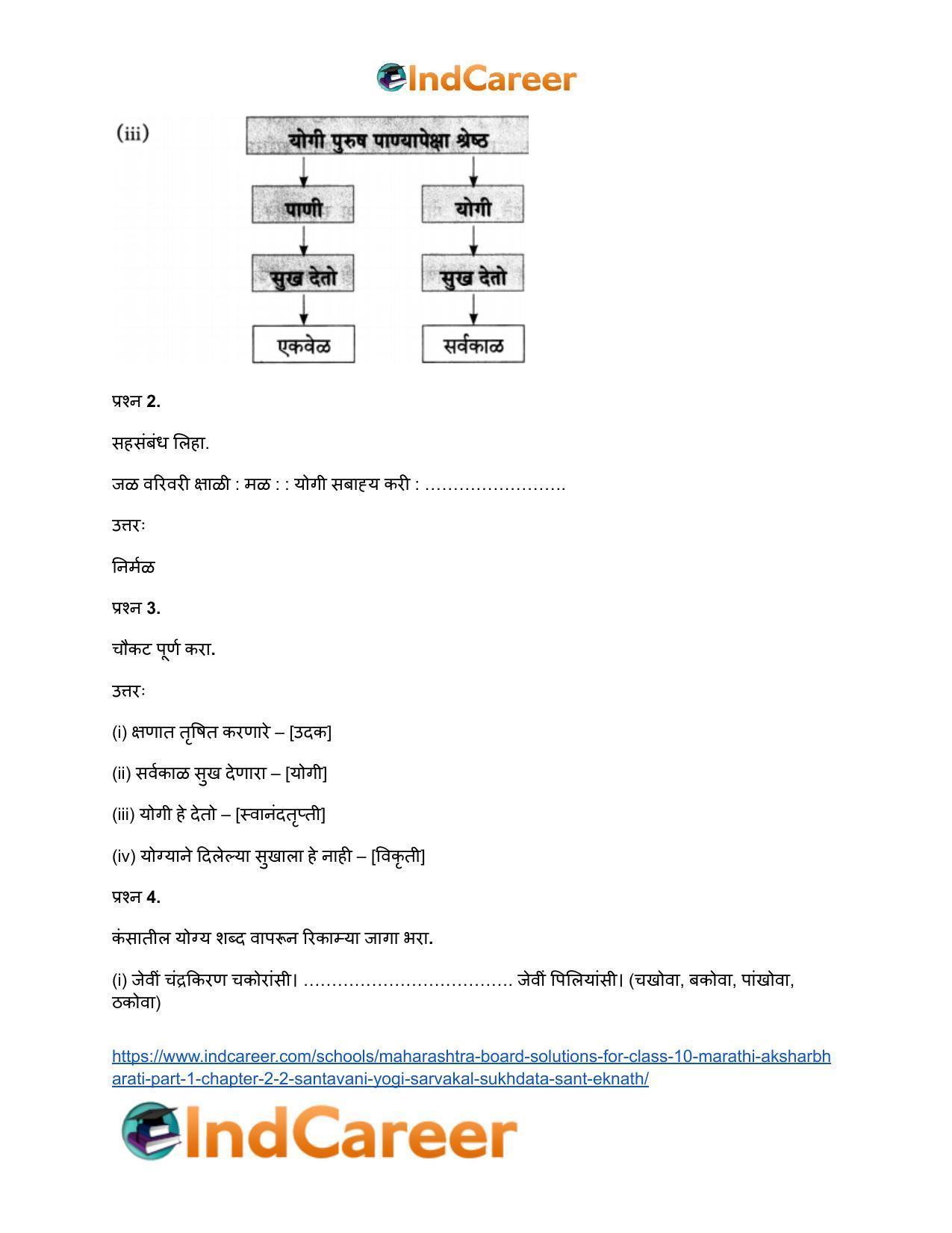 Maharashtra Board Solutions for Class 10- Marathi Aksharbharati (Part- 1): Chapter 2.2- संतवाणी योगी सर्वकाळ सुखदाता-संत एकनाथ - Page 7