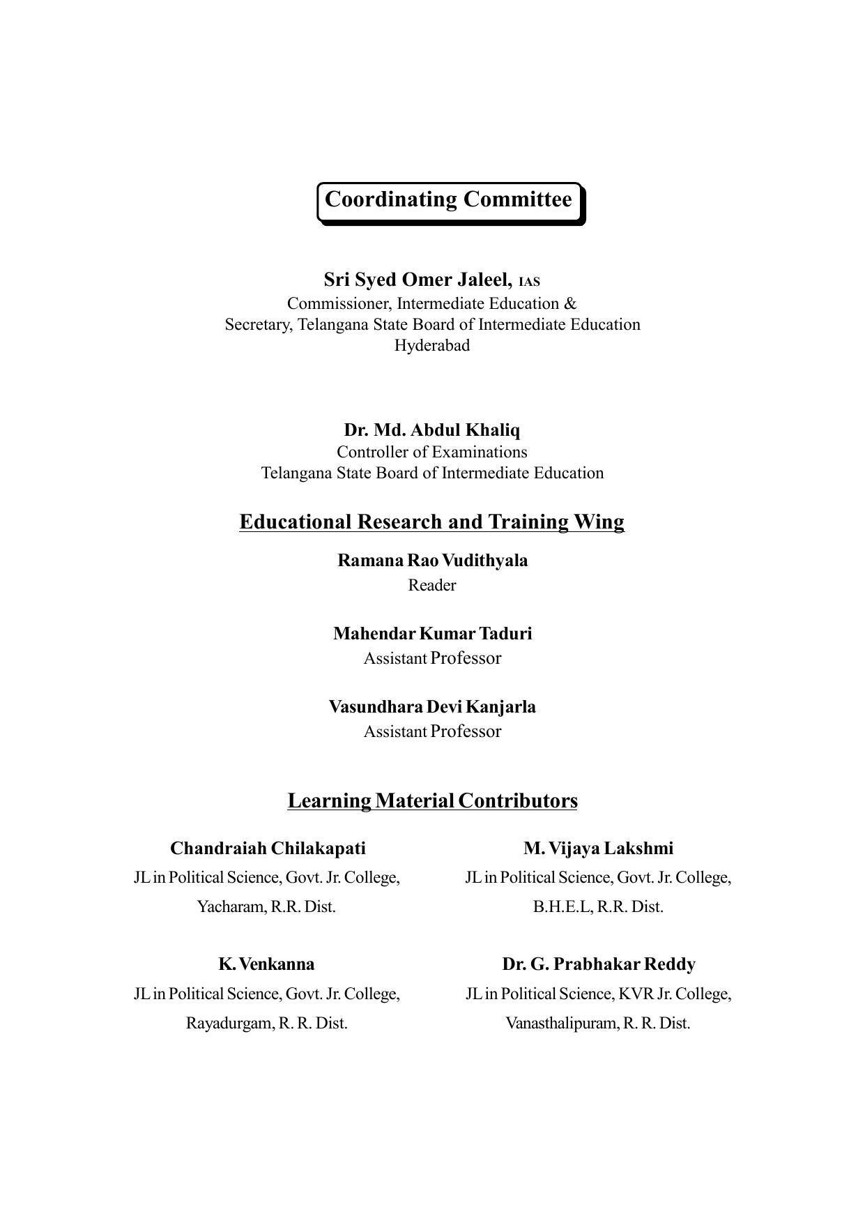TS SCERT Inter 2nd Year Political Science I yr TM Path 1 (Telugu Medium) Text Book - Page 3