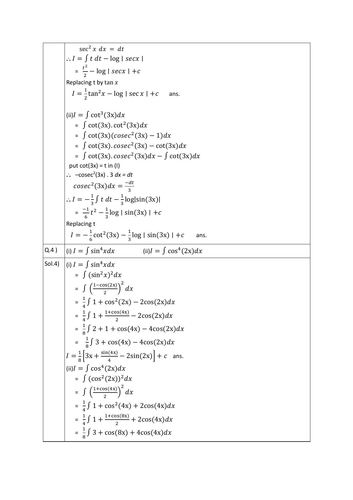 CBSE Worksheets for Class 12 Maths Integration Assignment 4 - Page 2