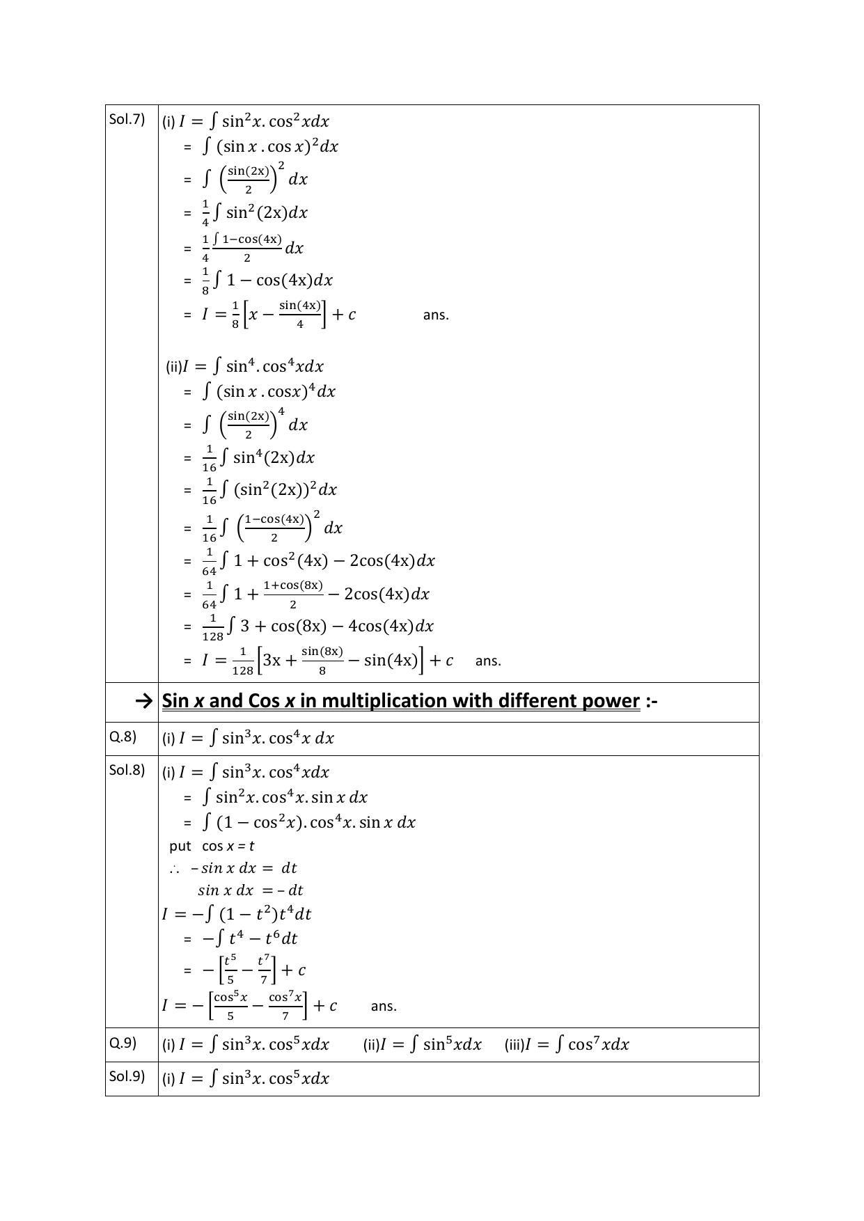 CBSE Worksheets for Class 12 Maths Integration Assignment 4 - Page 4