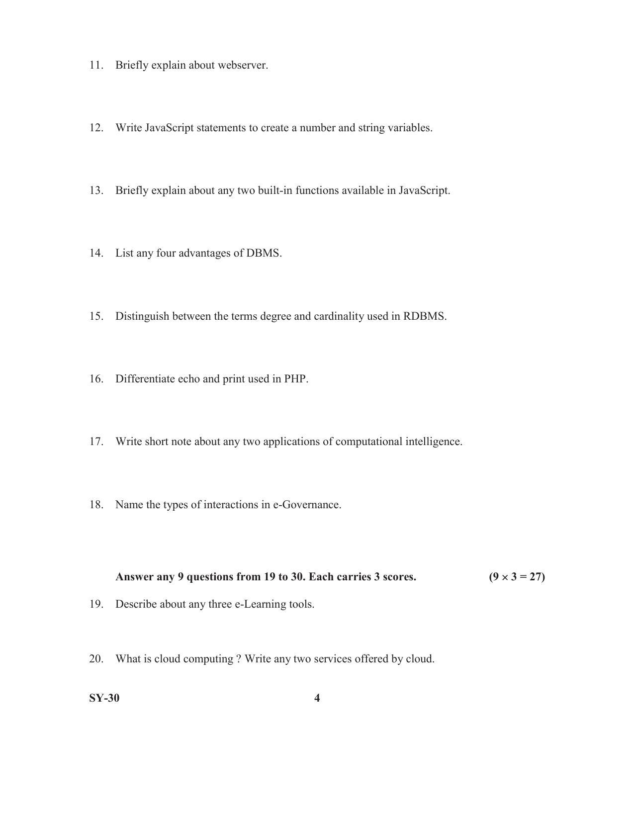Kerala Plus Two 2020 Computer Science Annual Question Paper - Page 4