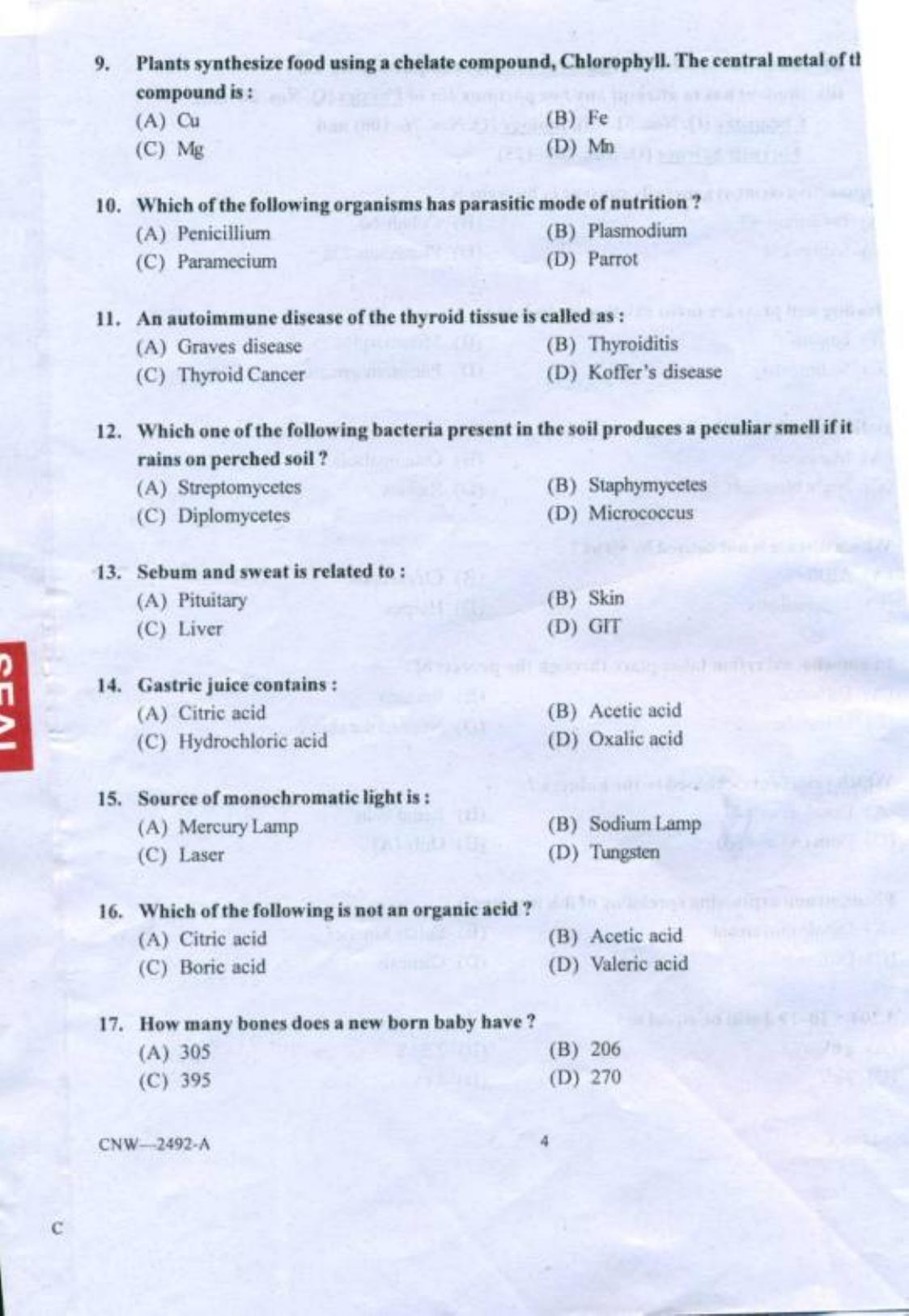 PU CET PG 2018 MSc (2Yr)(Forensic Science & Criminology) Question Paper - Page 3